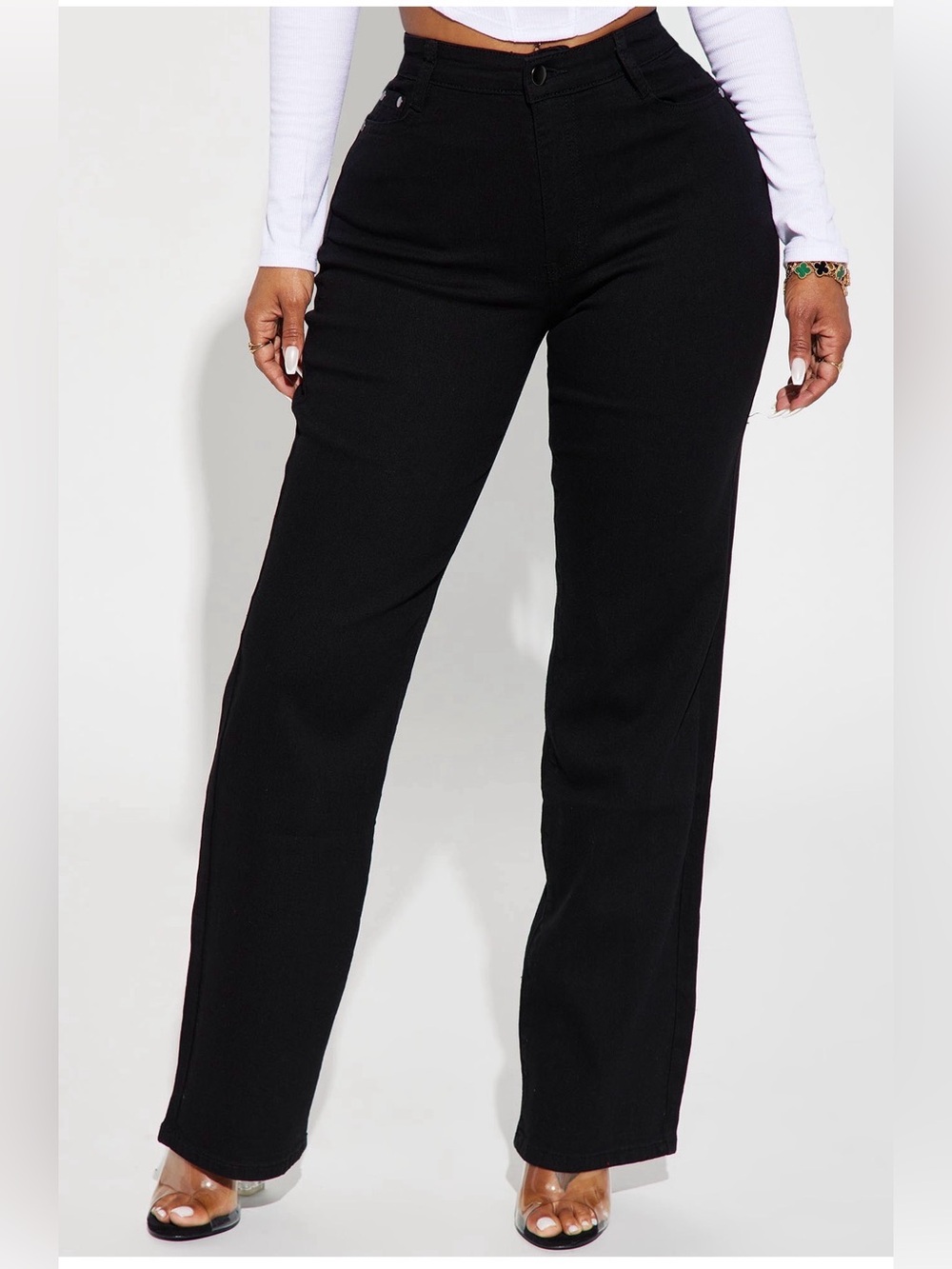 Fashion Nova Black High-Rise Wide-Leg Pants